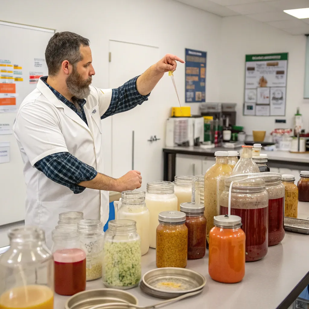 Instructor demonstrating fermentation techniques